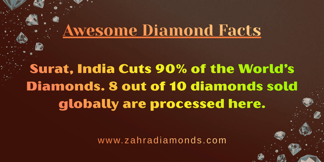 Facts about diamonds - Surat, India cuts 90% of the world’s diamonds, processing 8 out of 10 sold globally