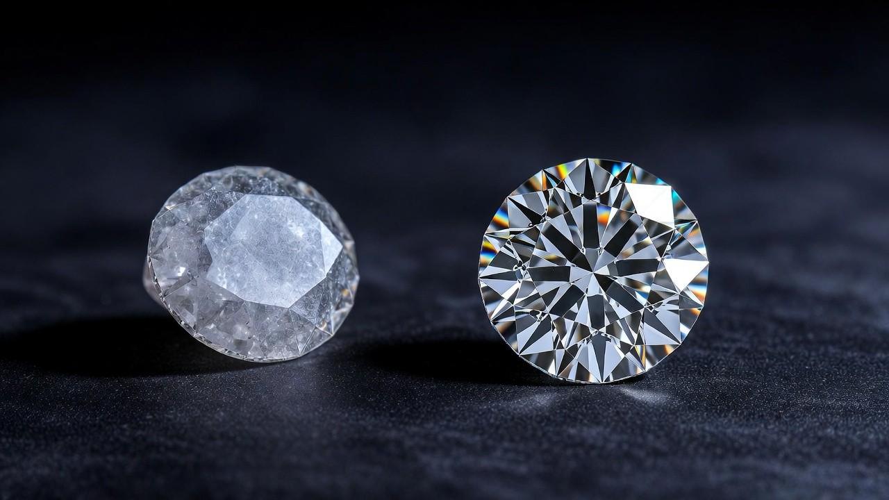 Diamond before and after professional polishing comparison